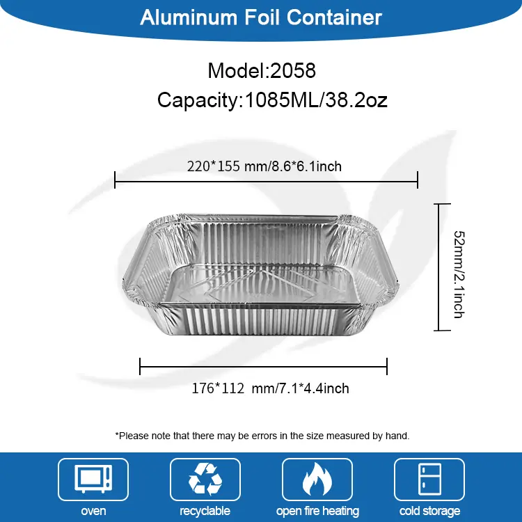 Μίας χρήσης μπάρμπεκιου μεσημεριανού κουτιού ασημένια δοχεία αλουμινίου αλουμινίου