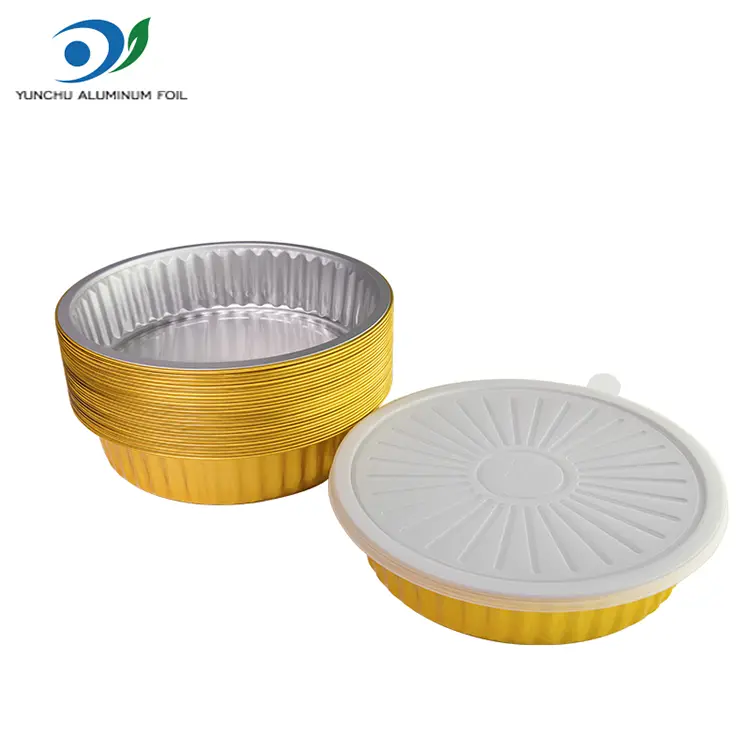 Μίας χρήσης δίσκων μπάρμπεκιου χρυσού δοχείου αλουμινίου αλουμινίου Μίας χρήσης δίσκων μπάρμπεκιου χρυσού δοχείου αλουμινίου αλουμινίου
