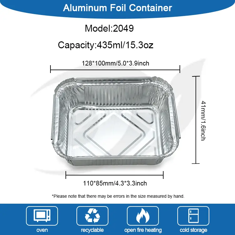 Ορθογώνια μπάρμπεκιου ασημένιου αλουμινίου αλουμινίου