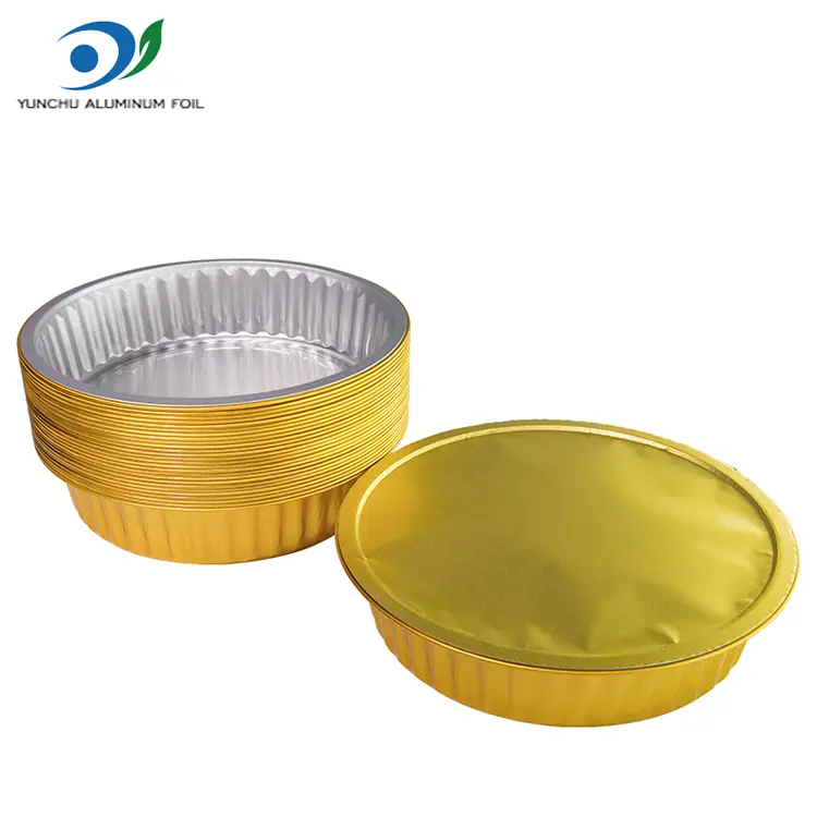 Μίας χρήσης δίσκων μπάρμπεκιου χρυσού δοχείου αλουμινίου αλουμινίου