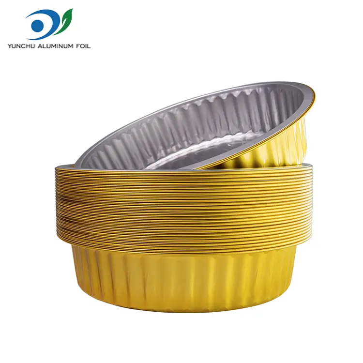 Μίας χρήσης δίσκων μπάρμπεκιου χρυσού δοχείου αλουμινίου αλουμινίου