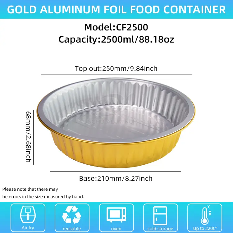 Μίας χρήσης δίσκων μπάρμπεκιου χρυσού δοχείου αλουμινίου αλουμινίου