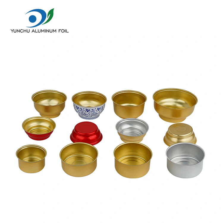 Μίας χρήσης στρογγυλό κουτί με μικρά χρυσά δοχεία αλουμινίου αλουμινίου