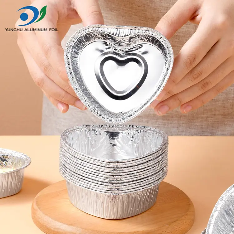 Καρδιάς σχήματος κέικ φριτέρ Ασημί αλουμίνιο αλουμινόχαρτο