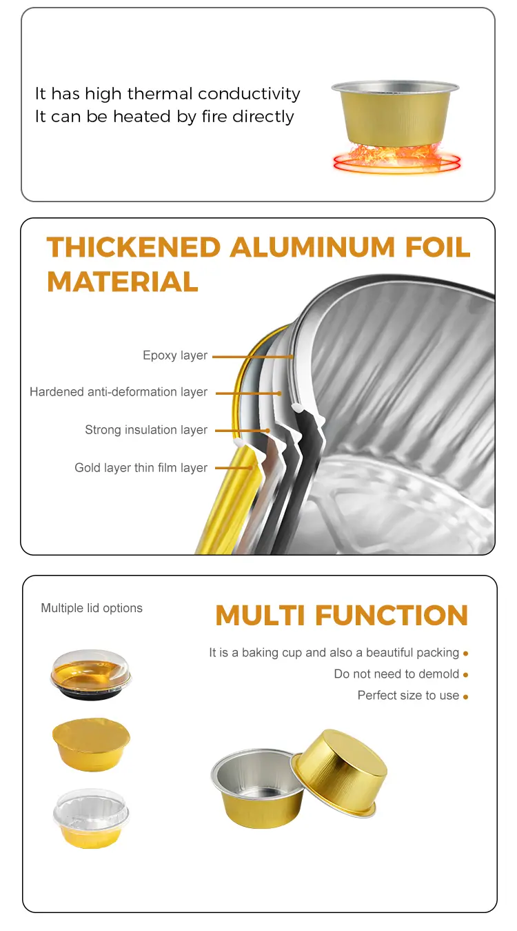 Colored round roast Smoothwall Aluminum Foil Containers