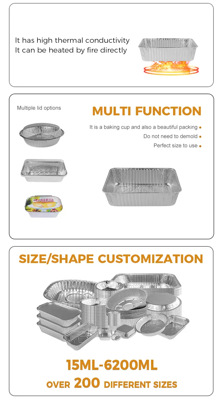Rectangular bread takeaway Silver Aluminum Foil Containers