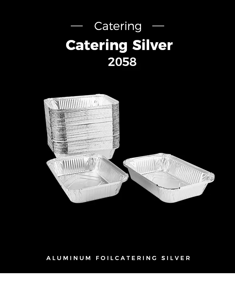 Disposable barbecue lunch box Silver Aluminum Foil Containers
