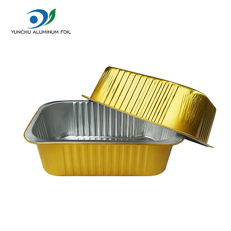 Μεγάλη χωρητικότητα ορθογώνια χρυσά δοχεία αλουμινίου αλουμινίου