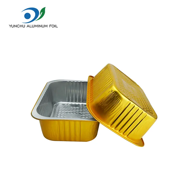 Μεγάλη χωρητικότητα ορθογώνια χρυσά δοχεία αλουμινίου αλουμινίου