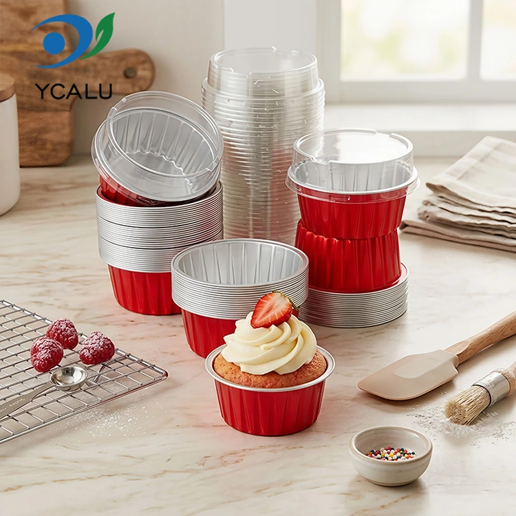 Μια φορά ψημένα πολύχρωμα cupcakes Δοχεία αλουμινόχαρτου Smoothwall