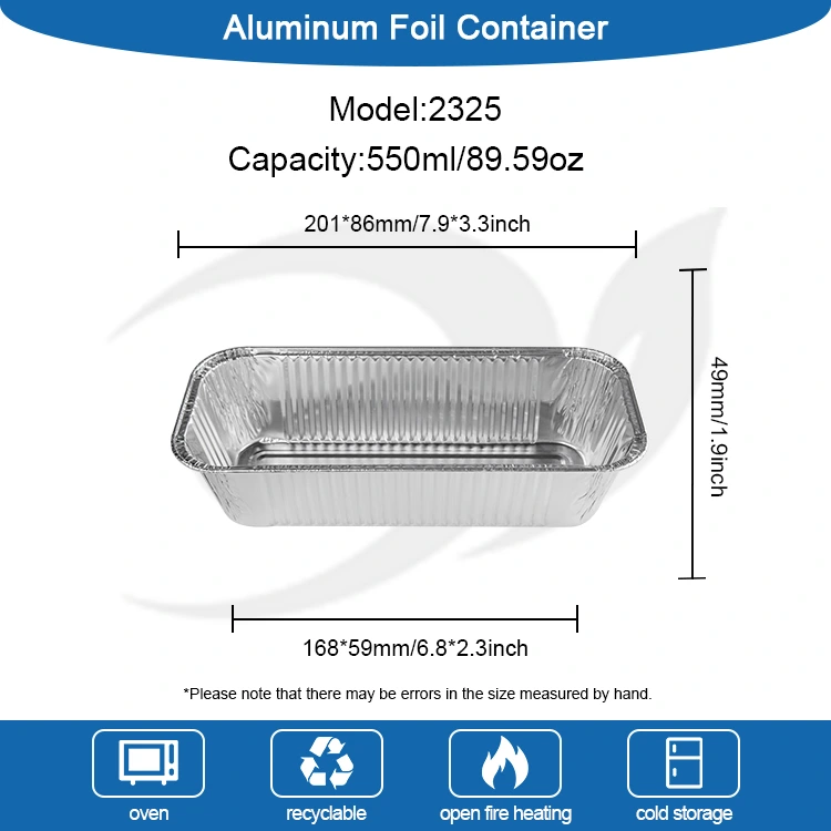 Ορθογώνια φριτέζα Takeaway ασημένια αλουμινίου αλουμινίου