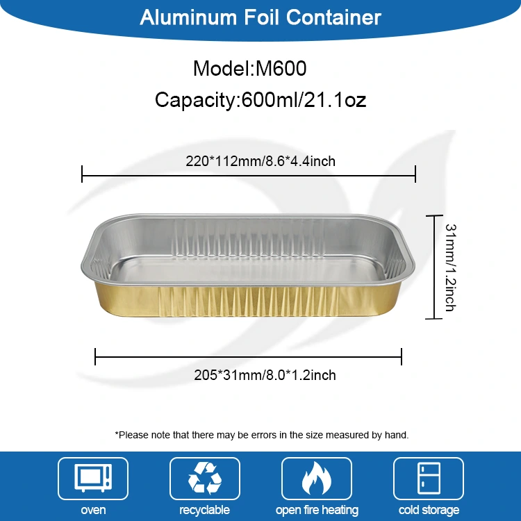 Ορθογώνιο χρυσό ψήσιμο Δοχεία αλουμινόχαρτου Smoothwall