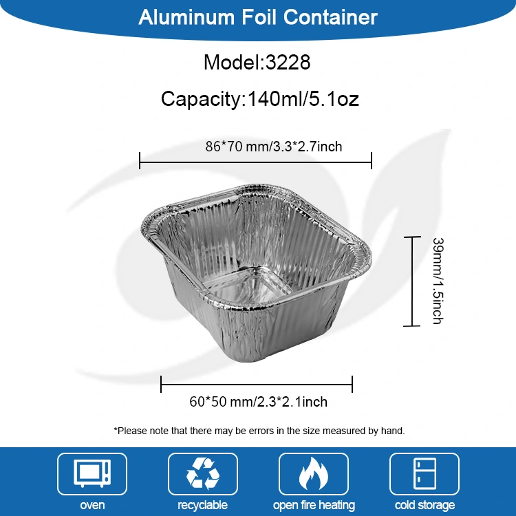 Τετράγωνο ψησίμα φριτέρ ασημένια δοχεία αλουμινίου αλουμινίου